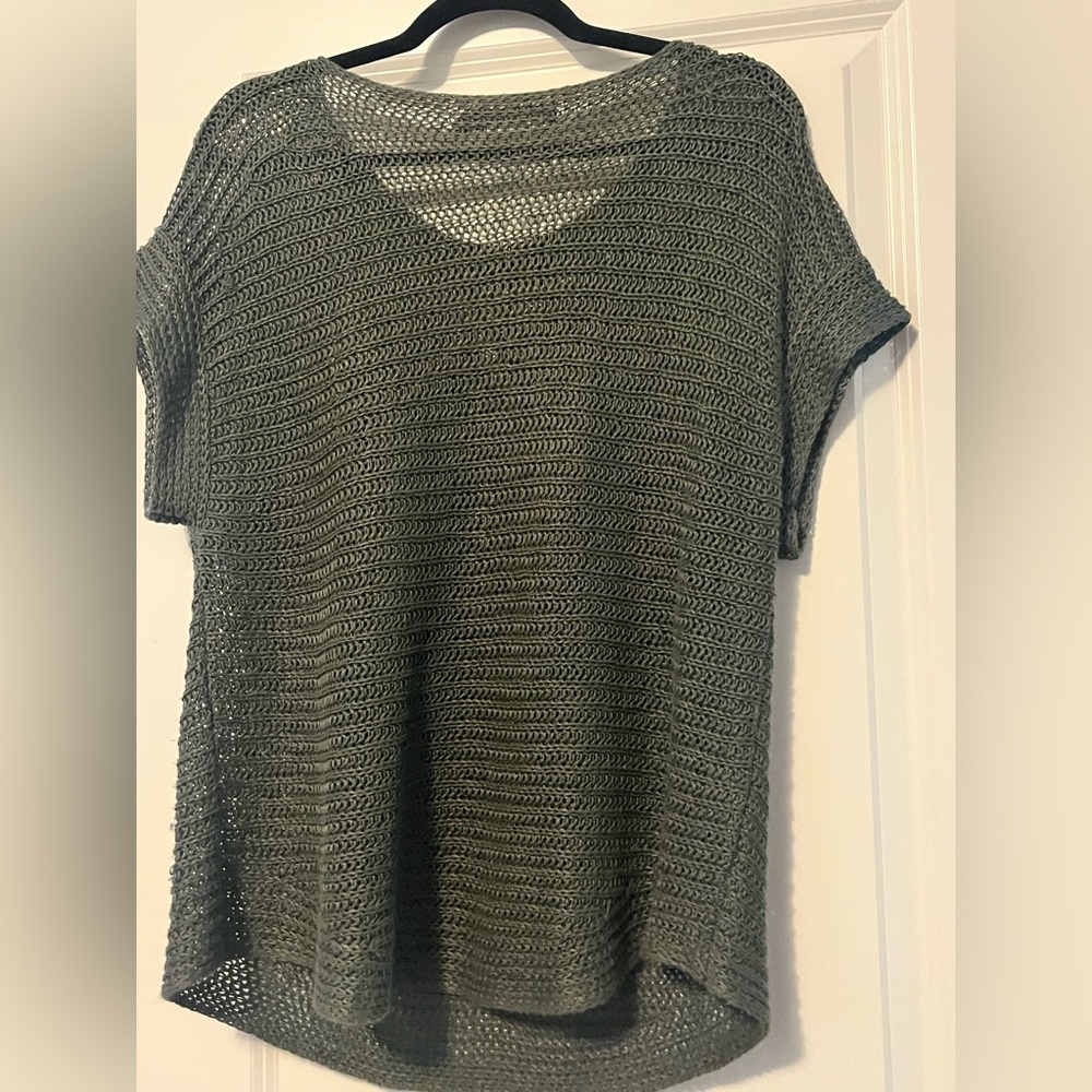 Ralph Lauren Dark Tropical Olive Linen Short-Sleeve Sweater